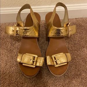 Michael Kors Warren Women Open Toe Leather Wedge